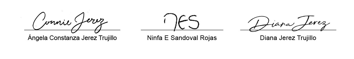 Firmas de Ángela Constanza Jerez Trujillo, Ninfa Esperanza Sandoval Rojas y Diana Jerez Trujillo