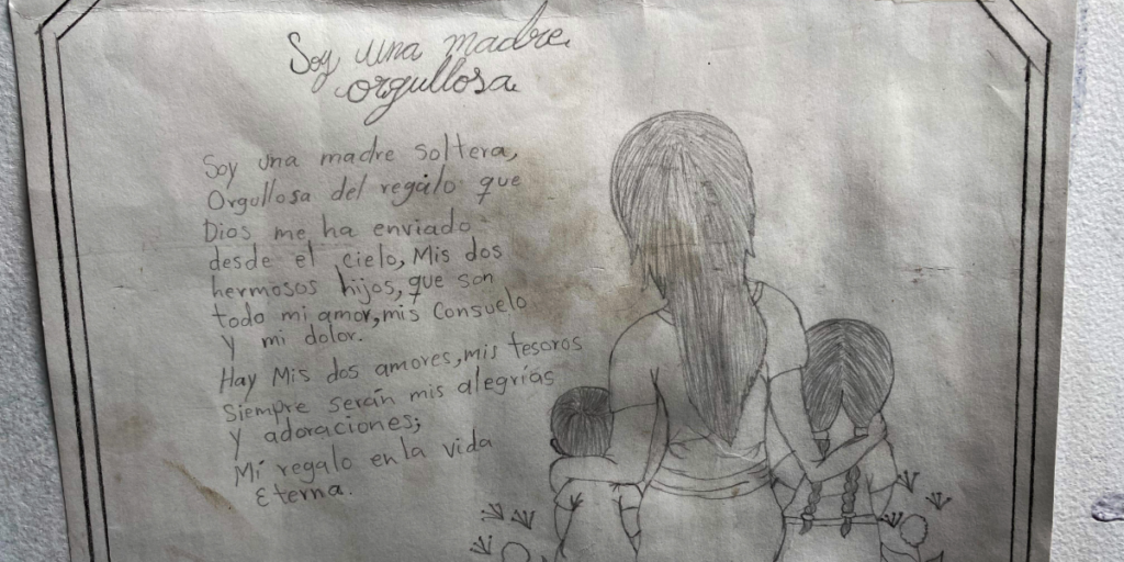 Poema y dibujo de madres de la Casa de Poesía Waldino Fosca